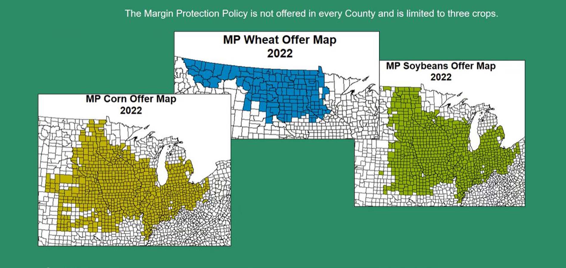 A map of Minnesota, North Dakota & Wisconsin where Margin Protection coverage is available 