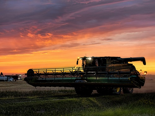 Combine at sunset 