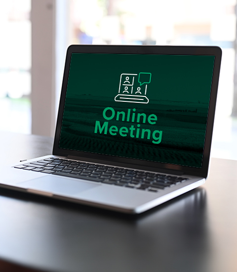 online meeting on laptop